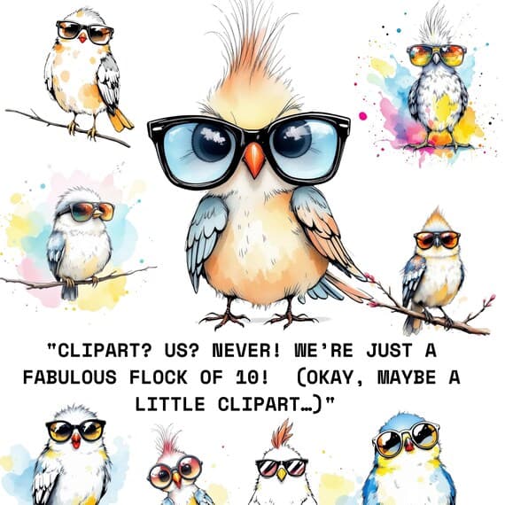 Whimsical Watercolor Bird Clipart β view 4 β watercolor clipart transparent PNG instant download