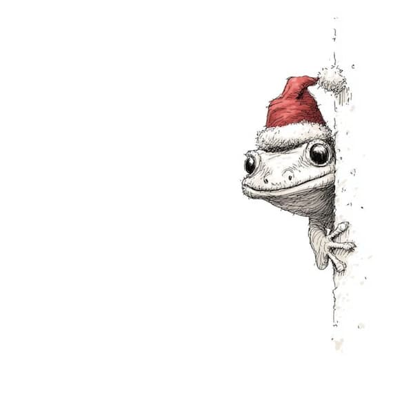 18 Quirky Christmas Lizard Clipart — watercolor clipart transparent PNG instant download