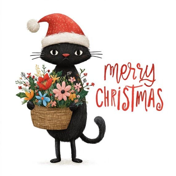 7 Winter Holiday Cat Clipart JPG β view 2 β watercolor clipart transparent PNG instant download