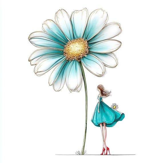 18 Watercolor Daisy Girl Clipart (PNG) β view 6 β watercolor clipart transparent PNG instant download