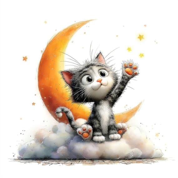 25 Quirky Cloud Cats Clipart (JPG) – Funny Watercolor Dreamy Cats for — view 5 — watercolor clipart transparent PNG instant download