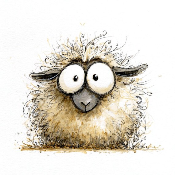 45 Funny Sheep Sketch Clipart (JPG) β view 4 β watercolor clipart transparent PNG instant download