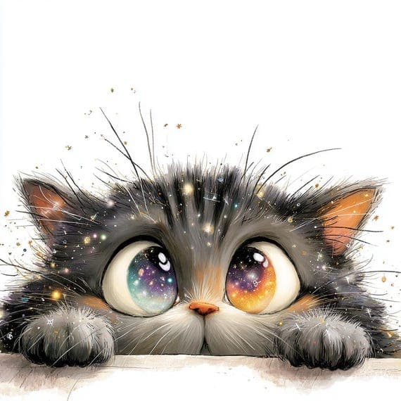 130 Quirky Galaxy Cats Watercolor Clipart (JPG) β view 8 β watercolor clipart transparent PNG instant download