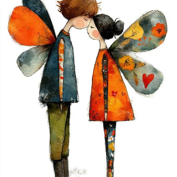 20 Fairy Couple Valentine Love PNG Clipart Whimsical Magical Partners — view 5 — watercolor clipart transparent PNG instant download