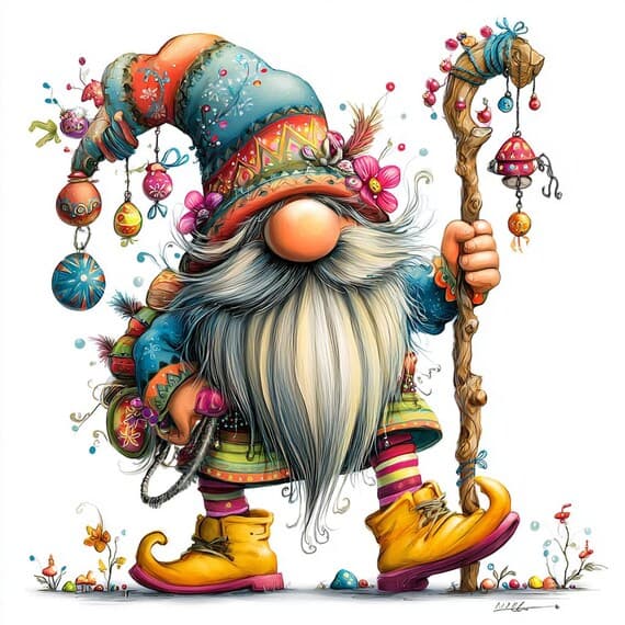15 Colorful Gnome Clipart Set – Whimsical Watercolor Fantasy Illustrat — view 7 — watercolor clipart transparent PNG instant download