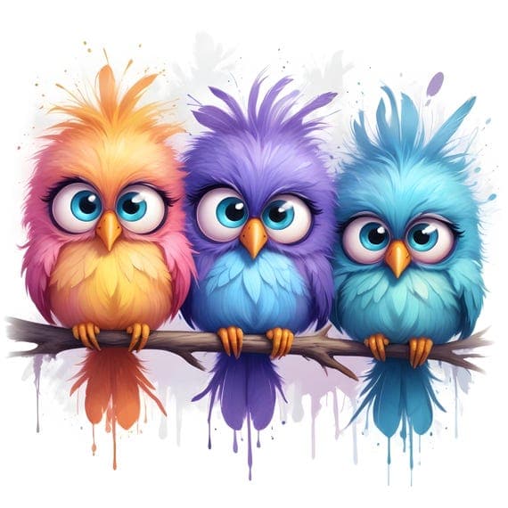 Whimsical Birds Watercolor Clipart, Animals Art (Digital Download) β view 4 β watercolor clipart transparent PNG instant download