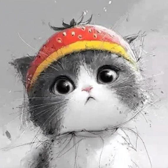15 Strawberry Cat Clipart β view 5 β watercolor clipart transparent PNG instant download