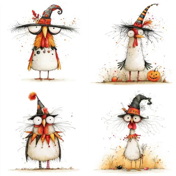 29 Whimsical Rooster Clipart PNG β watercolor clipart transparent PNG instant download
