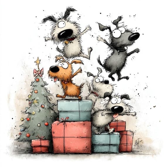 30 Watercolor Christmas Dog Clipart (JPG) β view 2 β watercolor clipart transparent PNG instant download