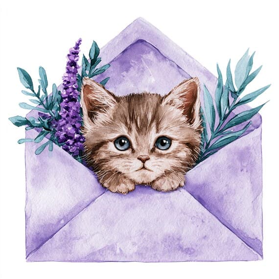 20 Whimsical Kitten Clipart PNG β view 8 β watercolor clipart transparent PNG instant download