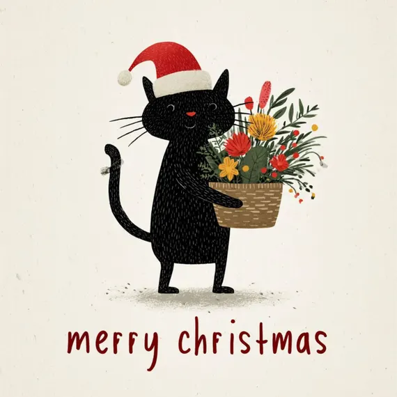 7 Winter Holiday Cat Clipart JPG β view 8 β watercolor clipart transparent PNG instant download