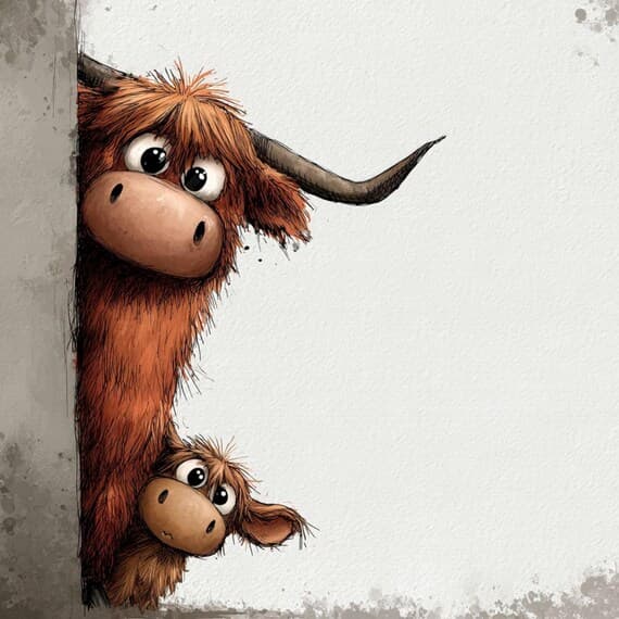 35 Quirky Peeking Cow Clipart (JPG) โ view 4 โ watercolor clipart transparent PNG instant download
