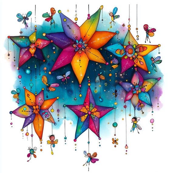 16 Celestial Star Fairy Clipart β view 2 β watercolor clipart transparent PNG instant download