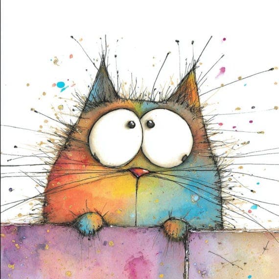 25 Peeking Galaxy Cats Clipart (JPG) – Funny Quirky Cosmic Cat Faces f — view 2 — watercolor clipart transparent PNG instant download