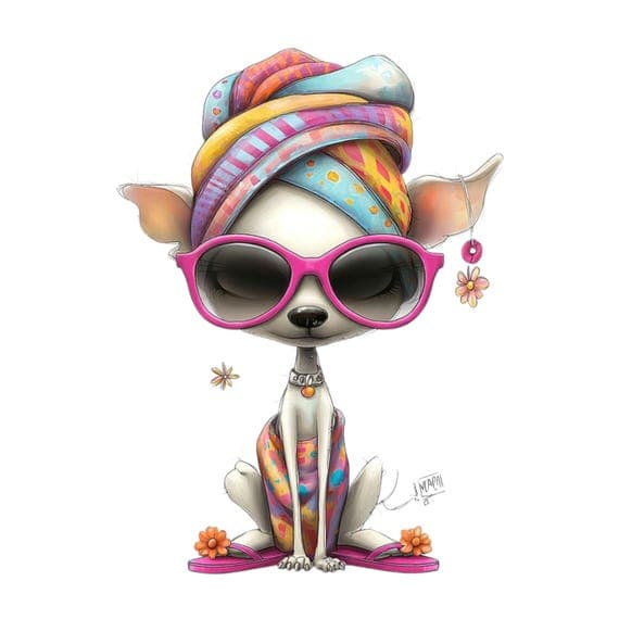 15 Quirky Spa Dogs Clipart (JPG PNG) – Fashion Chihuahua & Funny Pet I — view 7 — watercolor clipart transparent PNG instant download