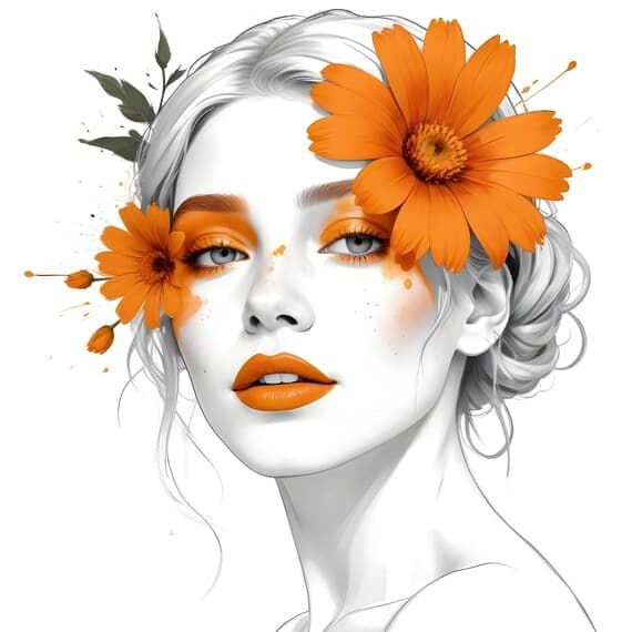 10 Whimsical Floral Woman Face Clipart β view 8 β watercolor clipart transparent PNG instant download