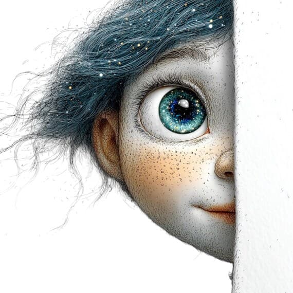 15 Peeking Starry Girl Clipart (JPG) β view 4 β watercolor clipart transparent PNG instant download