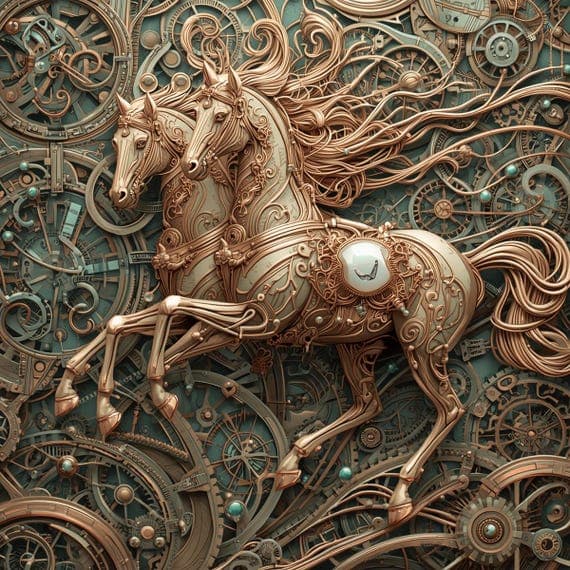 Steampunk Horse Clipart Bundle β view 6 β watercolor clipart transparent PNG instant download