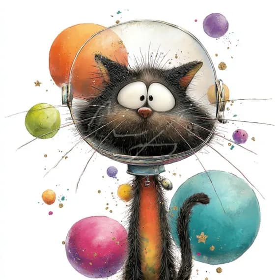 15 Space Explorer Cats Clipart (JPG) – Funny Astronaut Galaxy Cats for — view 2 — watercolor clipart transparent PNG instant download