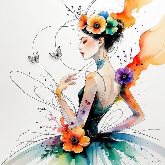 Ballerina Watercolor Clipart β view 5 β watercolor clipart transparent PNG instant download