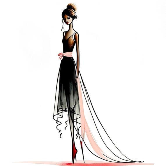 Elegant Woman Art Illustration β view 5 β watercolor clipart transparent PNG instant download