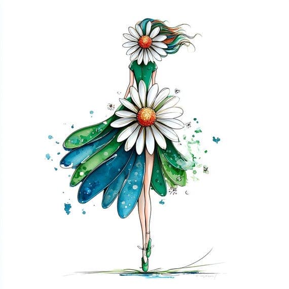 18 Watercolor Daisy Girl Clipart (PNG) β watercolor clipart transparent PNG instant download