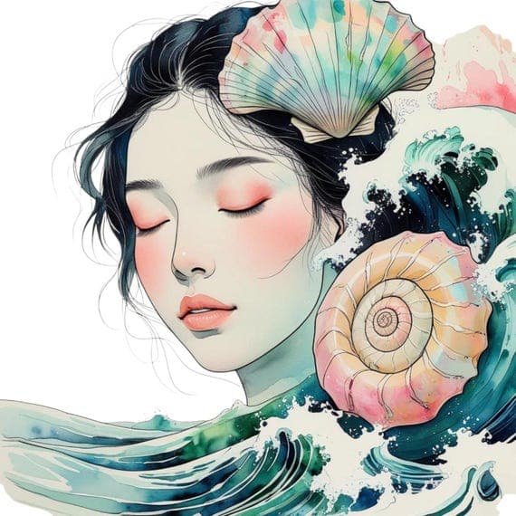 Watercolor Ocean Woman Clipart – Seashell Goddess PNGs (Digital Downlo — view 5 — watercolor clipart transparent PNG instant download