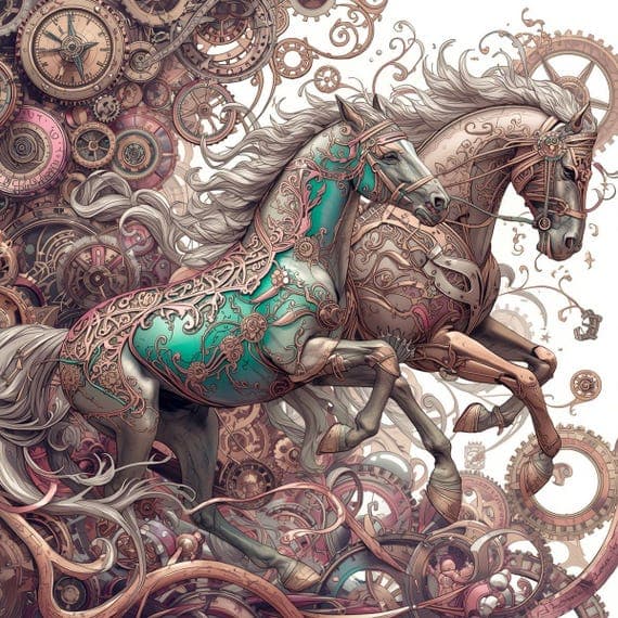 Steampunk Horse Clipart Bundle β watercolor clipart transparent PNG instant download