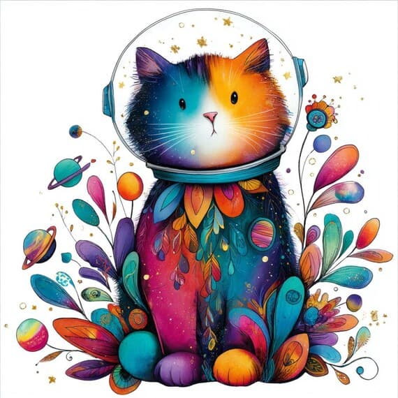 15 Space Explorer Cats Clipart (JPG) – Funny Astronaut Galaxy Cats for — view 8 — watercolor clipart transparent PNG instant download