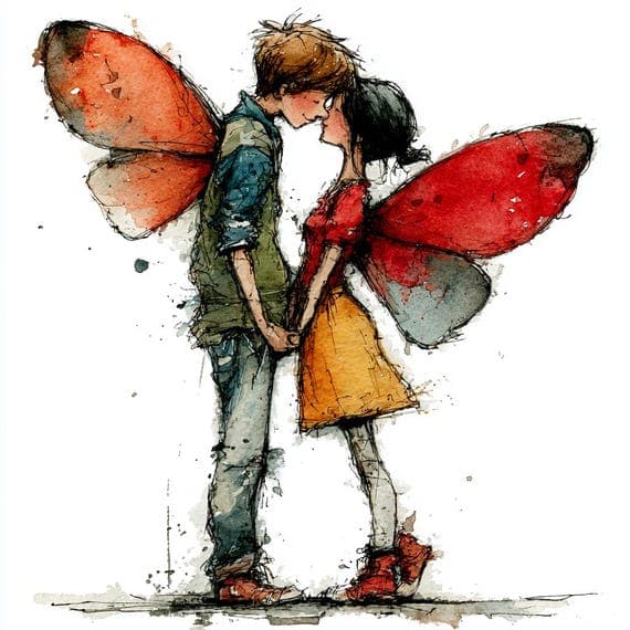 20 Fairy Couple Valentine Love PNG Clipart Whimsical Magical Partners — view 2 — watercolor clipart transparent PNG instant download