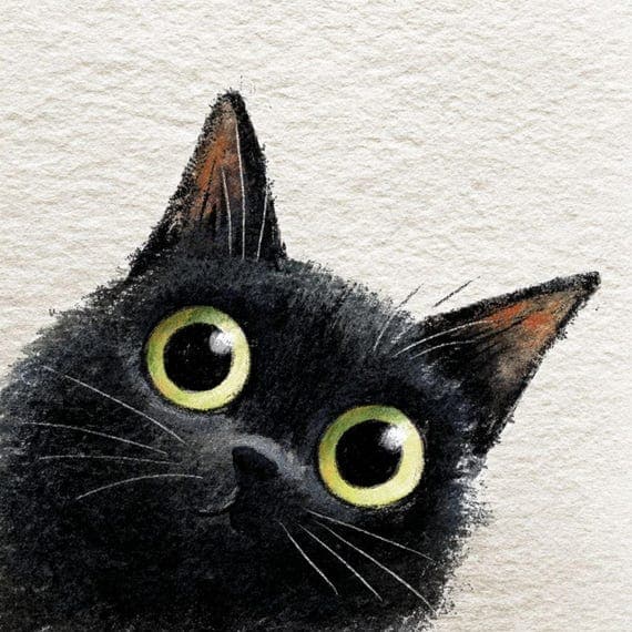 20 Quirky Black Cat Watercolor Clipart (JPG) β view 3 β watercolor clipart transparent PNG instant download