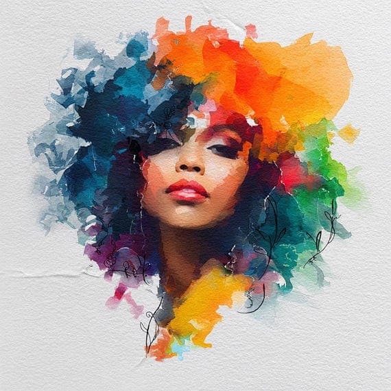 Black Women Watercolor Clip Art β watercolor clipart transparent PNG instant download
