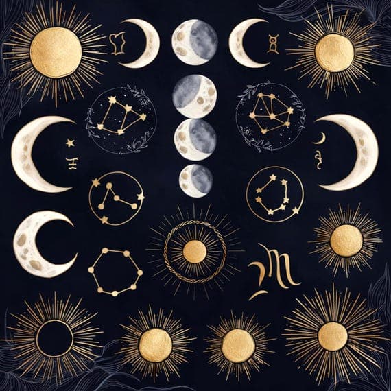 Celestial Clipart Set β view 7 β watercolor clipart transparent PNG instant download