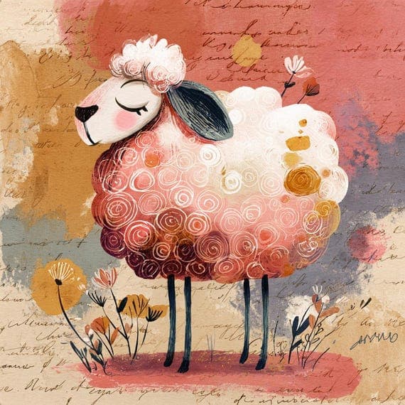 Rainbow Sheep Watercolor Clipart β view 7 β watercolor clipart transparent PNG instant download