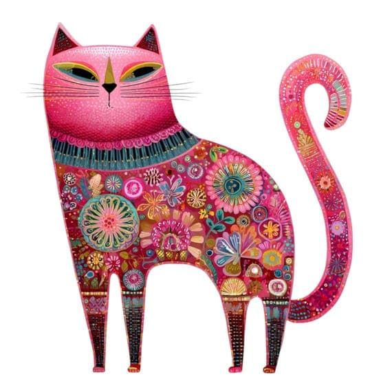 35 Pink Floral Cat Clipart PNG β view 4 β watercolor clipart transparent PNG instant download