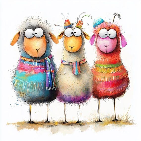 Watercolor Sheep Clipart Bundle – Whimsical Farm Animal PNGs (Digital — view 7 — watercolor clipart transparent PNG instant download