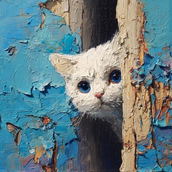 12 Oil Texture Peeking Cat Clipart (JPG) β view 2 β watercolor clipart transparent PNG instant download
