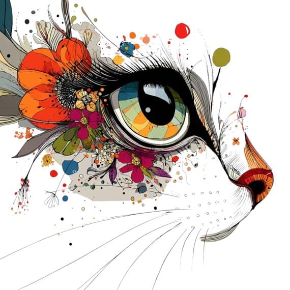 30 Abstract Floral Cat Eye Clipart (JPG) β view 7 β watercolor clipart transparent PNG instant download