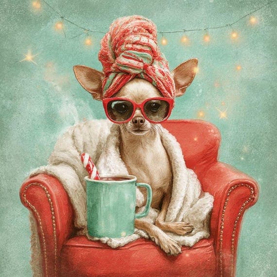 12 Christmas Chihuahua Clipart (JPG) β watercolor clipart transparent PNG instant download