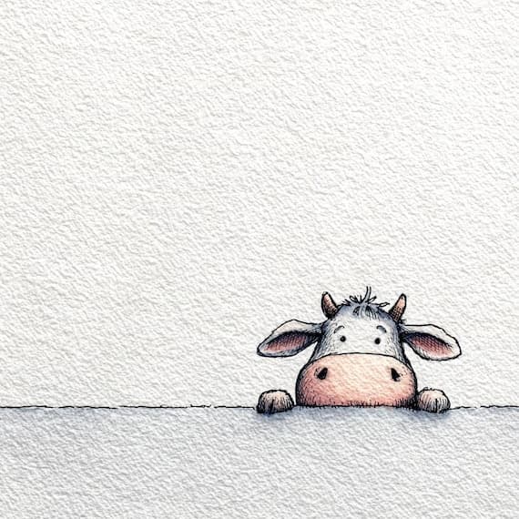 22 Peeking Cow Clipart, Watercolor Farm Animals, Whimsical Spring Flow β view 7 β watercolor clipart transparent PNG instant download
