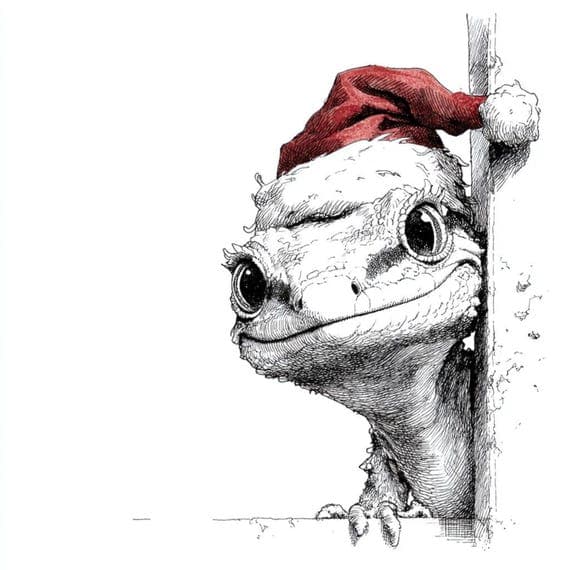 18 Quirky Christmas Lizard Clipart β view 3 β watercolor clipart transparent PNG instant download