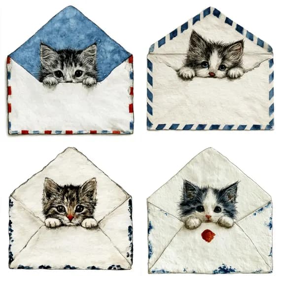 19 Vintage Kitten Clipart PNG β watercolor clipart transparent PNG instant download