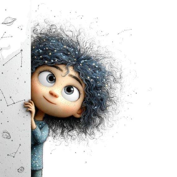 15 Peeking Starry Girl Clipart (JPG) β view 2 β watercolor clipart transparent PNG instant download