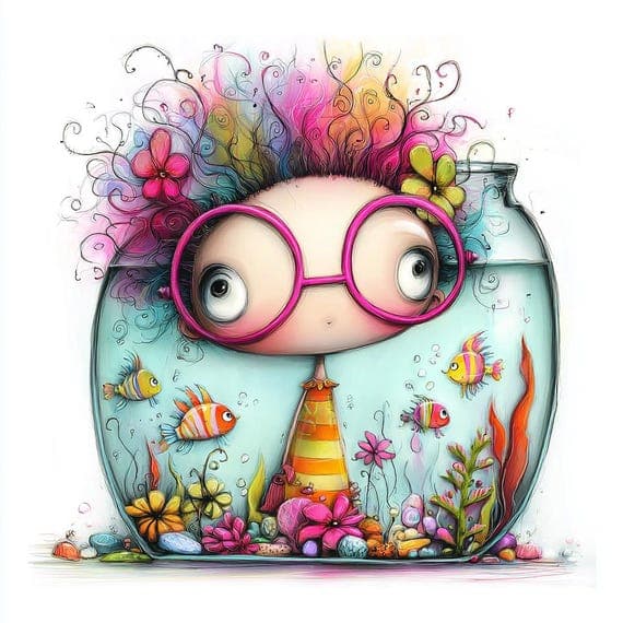 Whimsical Fish Clipart β view 7 β watercolor clipart transparent PNG instant download
