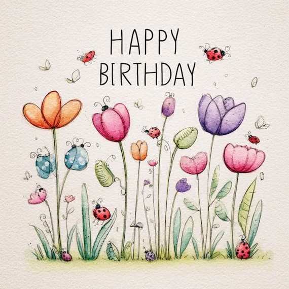 10 Happy Birthday Floral Card Printable β view 6 β watercolor clipart transparent PNG instant download