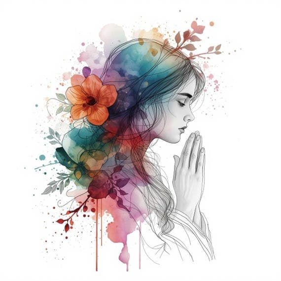 Abstract Praying Woman Clipart, 18 Watercolor Spiritual Art JPGs (Digi β view 3 β watercolor clipart transparent PNG instant download