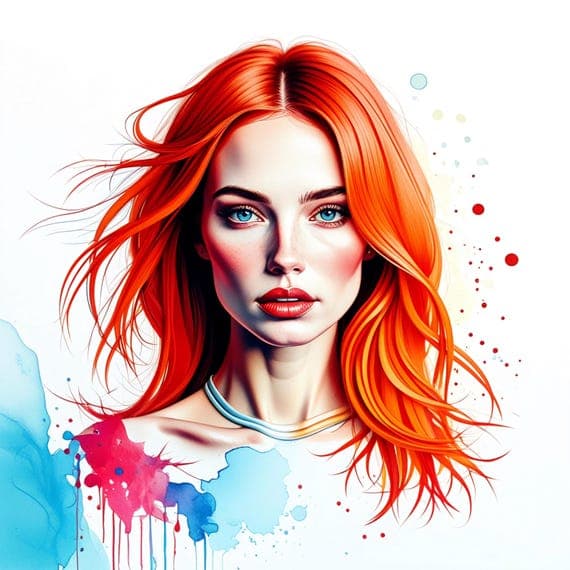 8 Red Hair Women Watercolor Clipart , Printable for Wall Art Prints D β view 6 β watercolor clipart transparent PNG instant download