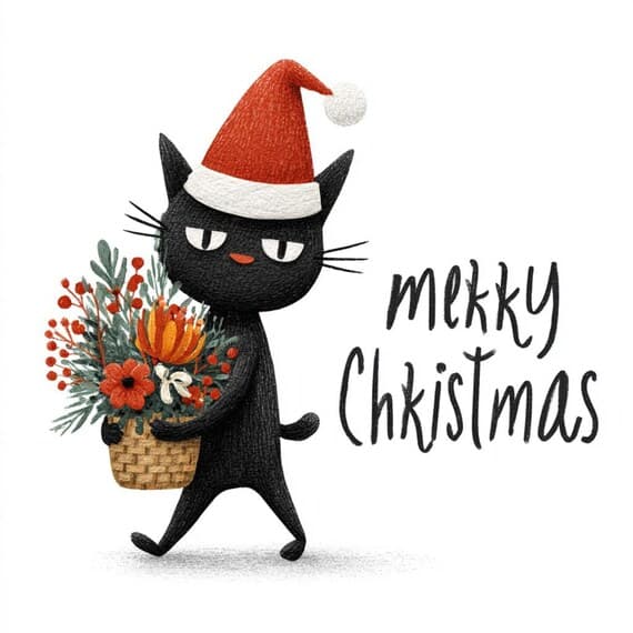 7 Winter Holiday Cat Clipart JPG β view 7 β watercolor clipart transparent PNG instant download