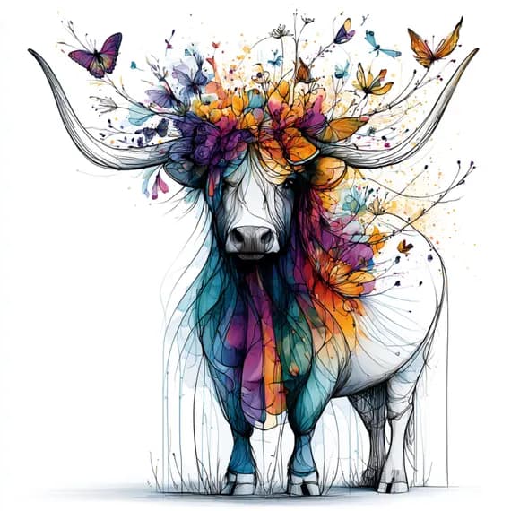 19 Boho Bull Clipart JPG β view 8 β watercolor clipart transparent PNG instant download