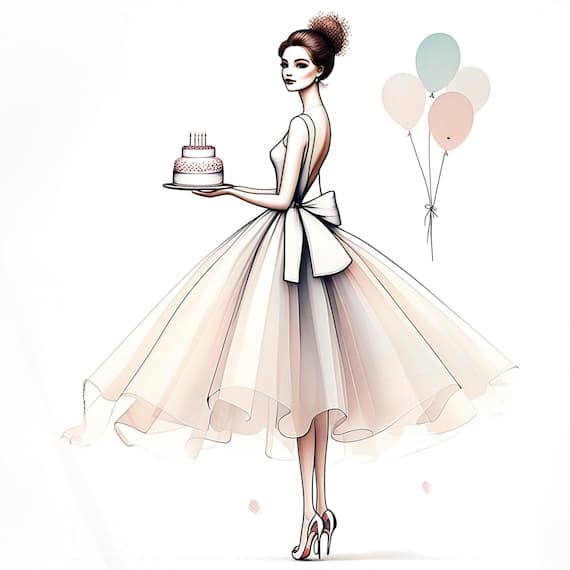 14 Birthday Girl Clipart (JPG) β view 7 β watercolor clipart transparent PNG instant download